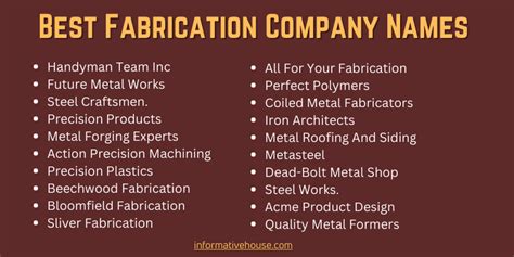 metal fabrication business names|metal fabrication business name ideas.